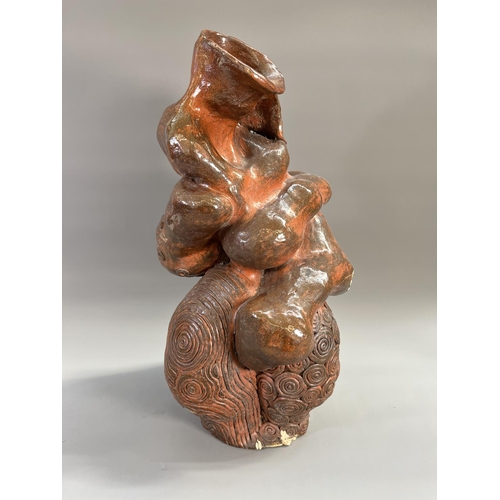 811A - A mid 20th century studio pottery anatomical study of a human intestine - approx. 54cm high