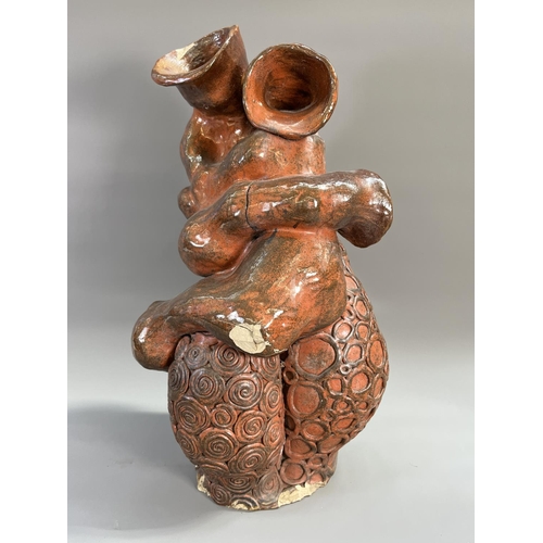 811A - A mid 20th century studio pottery anatomical study of a human intestine - approx. 54cm high