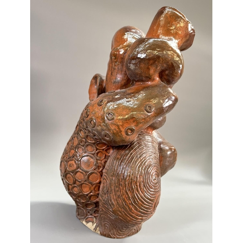 811A - A mid 20th century studio pottery anatomical study of a human intestine - approx. 54cm high