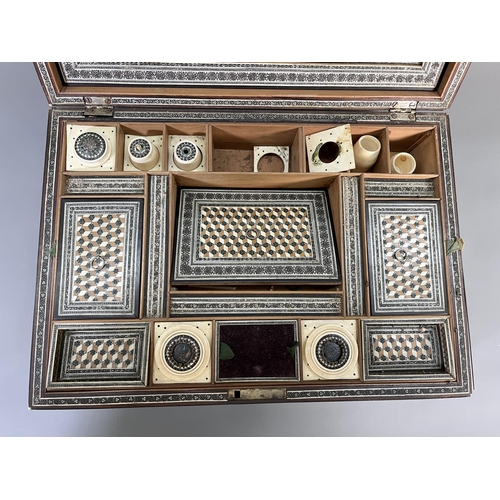 821 - A 19th century Anglo-Indian inlaid sandalwood Vizagapatam workbox with fitted interior - approx. 12c... 