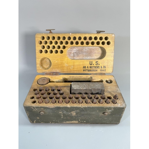 823 - A WWII American Jas. H. Matthews & Co. dog tag marking kit, dated 1942