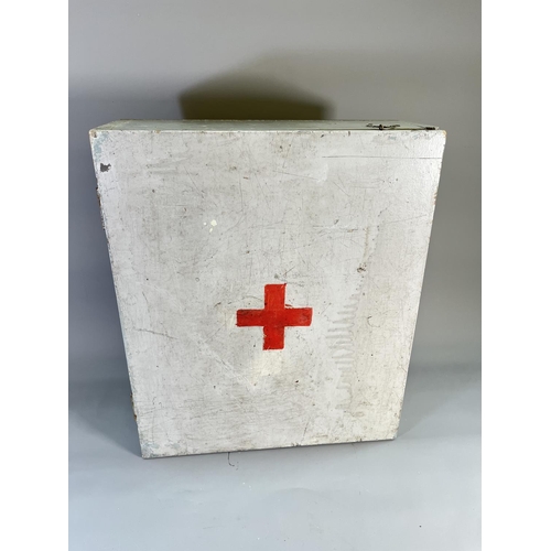 829 - A mid 20th century grey painted pine wall mountable first aid box - approx. 48cm high x 41cm wide x ... 