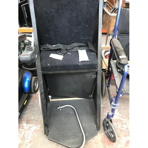 1578 - A bespoke mobility aid with dynamic touch control unit and two bagged full size wheelchair wheels