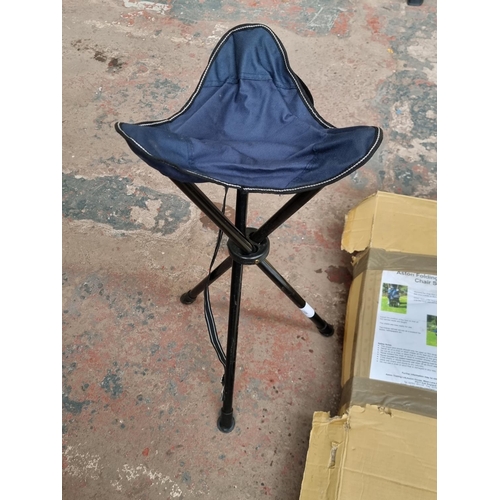 1649 - Two items, one boxed Aston folding double chair and table set and one tripod folding chair