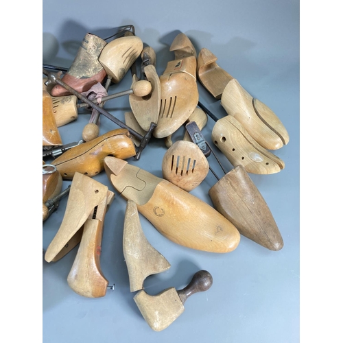 810A - A large collection of vintage wooden shoe lasts and stretchers