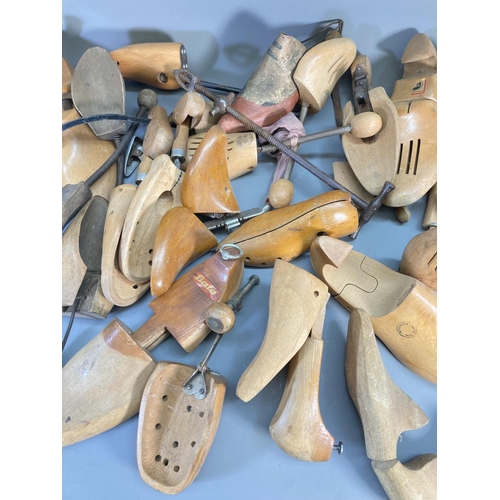 810A - A large collection of vintage wooden shoe lasts and stretchers