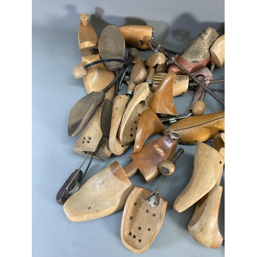 810A - A large collection of vintage wooden shoe lasts and stretchers