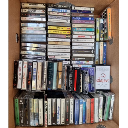 1307 - Two boxes containing a collection of compact cassettes - see images for titles