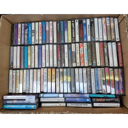 1307 - Two boxes containing a collection of compact cassettes - see images for titles