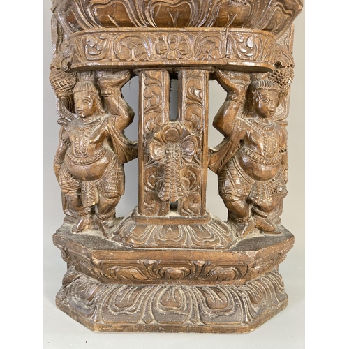 842 - An Indian carved hardwood Lakshmi panel - approx. 91cm high x 34cm wide