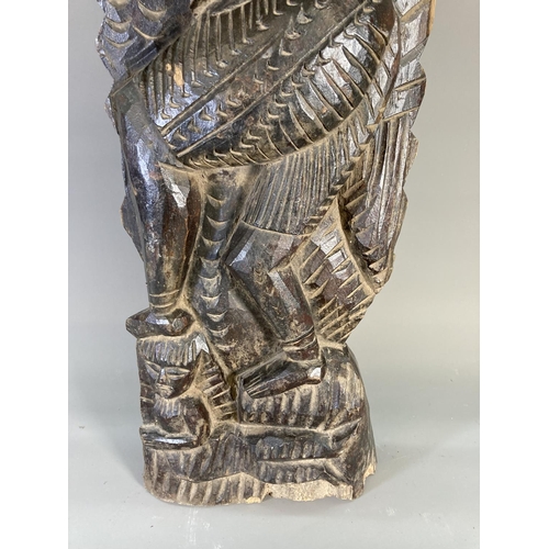 843 - An Indian carved hardwood Lakshmi panel - approx. 80cm high x 24cm wide