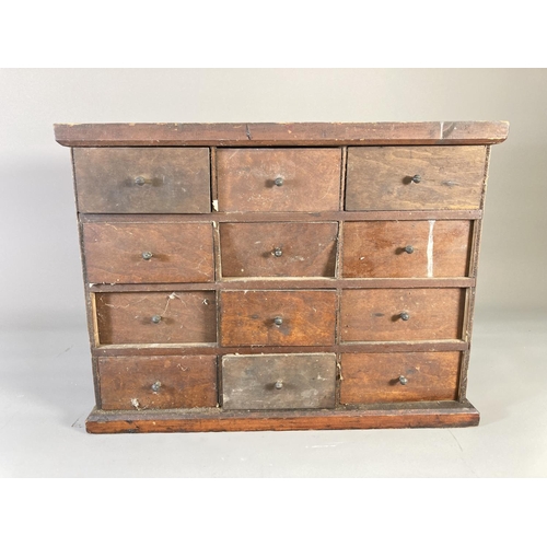 845 - A vintage scratch built twelve drawer cabinet, each drawer made using antique cigar boxes - approx. ... 