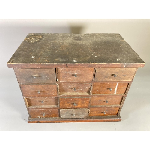 845 - A vintage scratch built twelve drawer cabinet, each drawer made using antique cigar boxes - approx. ... 