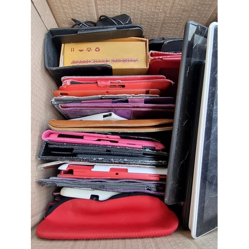 1496 - A box containing a collection of tablet cases and tablets for spares or repair