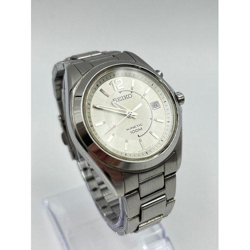 2418 - A boxed Seiko Kinetic 100M stainless steel men's wristwatch - model no. 0N2516