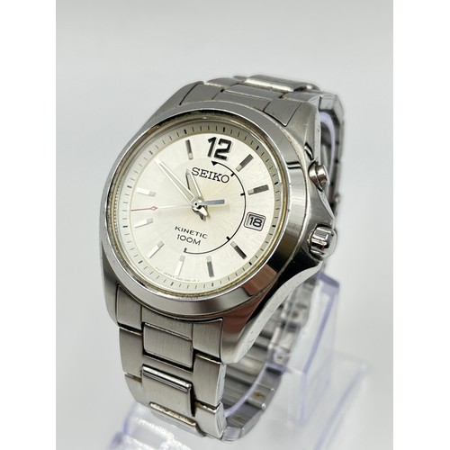 2418 - A boxed Seiko Kinetic 100M stainless steel men's wristwatch - model no. 0N2516