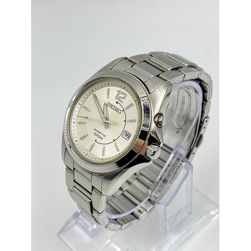 2418 - A boxed Seiko Kinetic 100M stainless steel men's wristwatch - model no. 0N2516