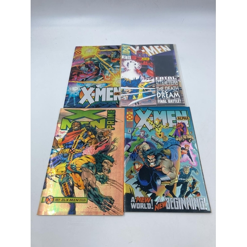 774 - Four Marvel X-Men comics, three with chromium covers - Alpha, Omega, Prime and one Anniversary Issue... 