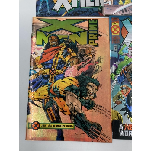 774 - Four Marvel X-Men comics, three with chromium covers - Alpha, Omega, Prime and one Anniversary Issue... 