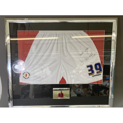 789 - Three items of framed and signed Crewe Alexandra football memorabilia, two photographs and one pair ... 