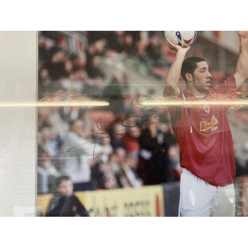 789 - Three items of framed and signed Crewe Alexandra football memorabilia, two photographs and one pair ... 