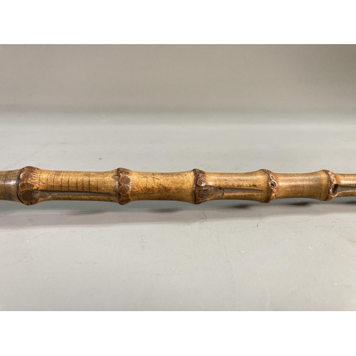 862 - A 19th century Memento Mori walking cane with carved bone skull top - approx. 76cm long