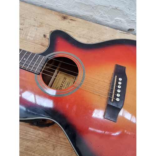 1407 - A Crafter HTC--24EQ/TS steel strung electro acoustic guitar with cutaway and fitted C4T pre-amp/tune... 