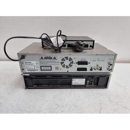 1437 - Three items, one Panasonic NV-FJ630B-S VCR, one Funai DRV-B2737 VCR/DVD recorder and one Goodmans Fr... 