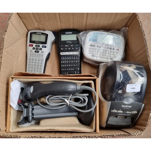 1460 - Five items, three Brother P-Touch label printers, one Brother QL-570 label printer and one boxed Gel... 