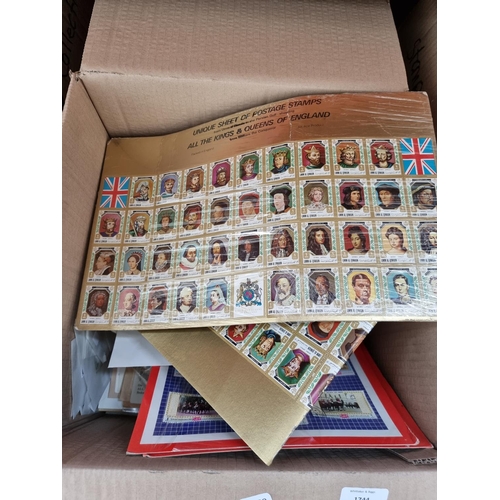 1744 - A box containing a collection of assorted stamps to include Kings and Queens of England, London's Fa... 