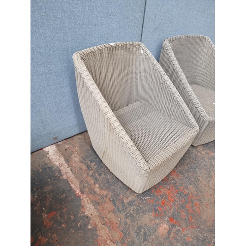 1642 - Two wicker effect garden chairs - approx. 76cm high x 61cm wide x 68cm deep