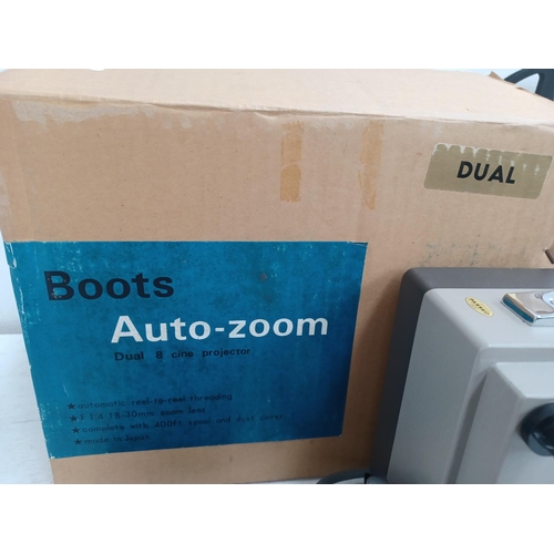 1256 - A boxed Boots Auto-Zoom Dual 8 cine projector