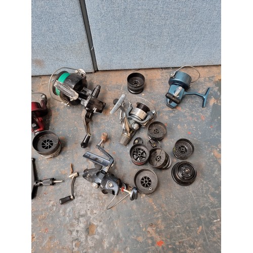 1632A - A collection of assorted fishing reels to include Abu 505 closed face, Intrepid Cresta with front dr... 