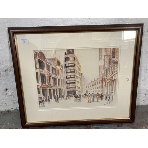 1194A - A framed Lee Hung original watercolour - approx. 60cm wide x 50cm high