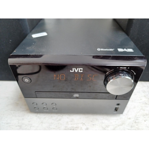 1298 - Three items, one JVC UX-D327B Bluetooth micro DAB hi-fi with remote control and speakers, one pair o... 