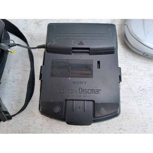 1301 - A collection of personal CD players to include Sony PRD-650 CD-ROM Discman, cased Philips AZT3202/01... 