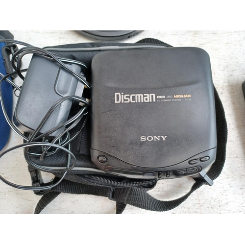 1301 - A collection of personal CD players to include Sony PRD-650 CD-ROM Discman, cased Philips AZT3202/01... 