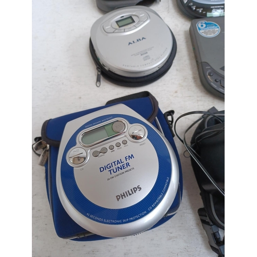 1301 - A collection of personal CD players to include Sony PRD-650 CD-ROM Discman, cased Philips AZT3202/01... 