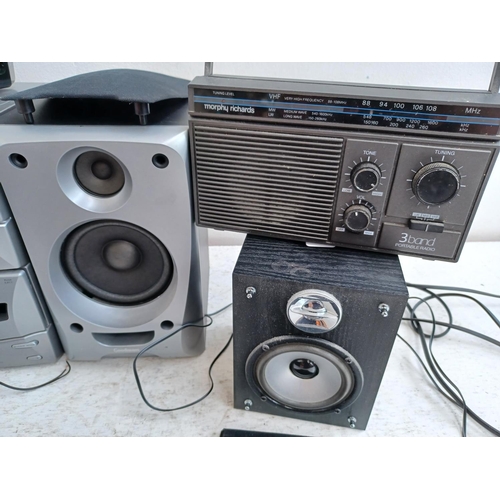 1303 - Four items, one Goodmans MS388 micro hi-fi system, one Bush NE-8061 DAB micro hi-fi system with remo... 