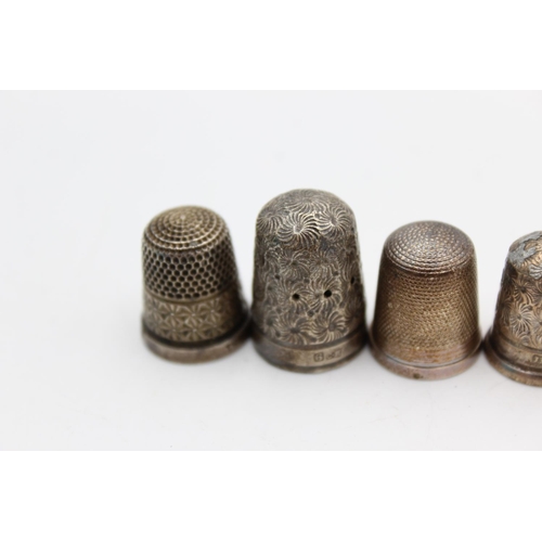 249 - Five antique .925 sterling silver thimbles to include Charles Horner etc - approx. gross weight 21 g... 