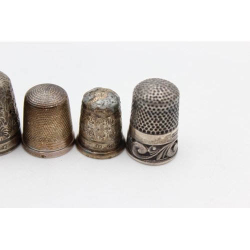 249 - Five antique .925 sterling silver thimbles to include Charles Horner etc - approx. gross weight 21 g... 