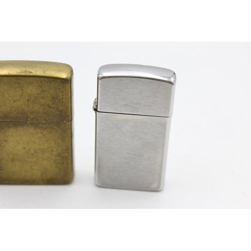 90 - Three assorted Zippo cigarette lighters