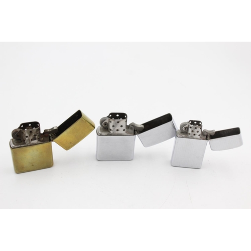 108 - Three assorted Zippo cigarette lighters