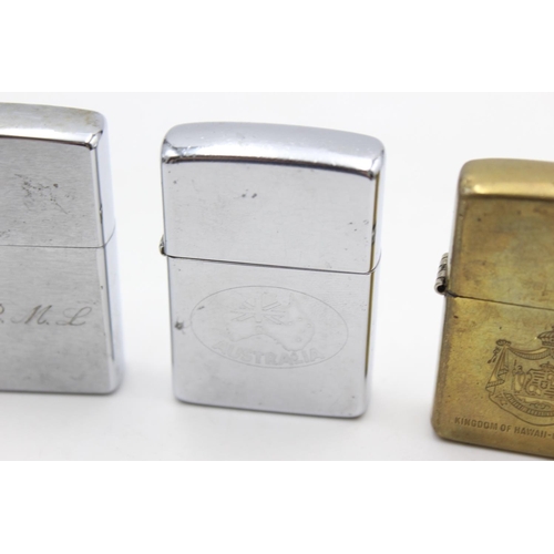 120 - Three assorted Zippo cigarette lighters