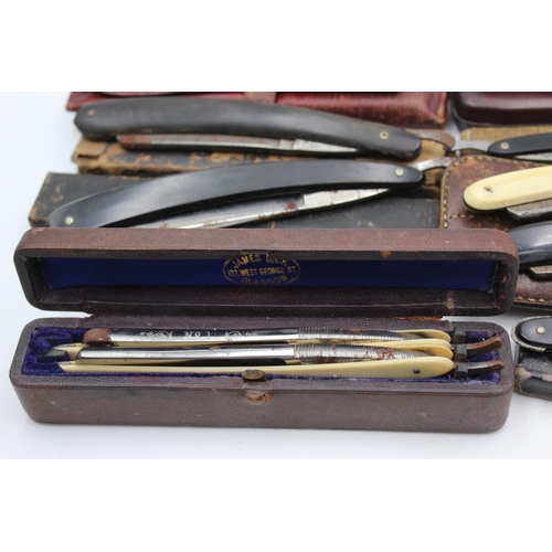 130 - Ten antique gent's grooming razors