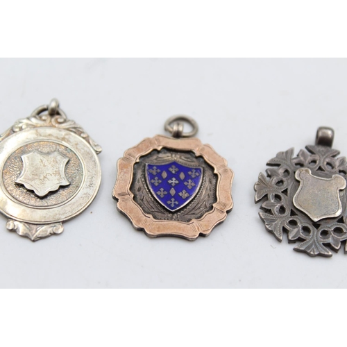 218 - Three antique hallmarked .925 sterling silver fobs/medallions - approx. gross weight 18 grams