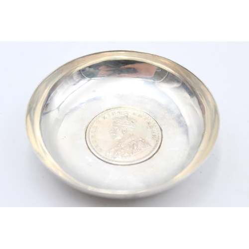 237 - Two antique .900 silver pin/trinket dishes with Rupee coin detail - approx. gross weight 80 grams an... 