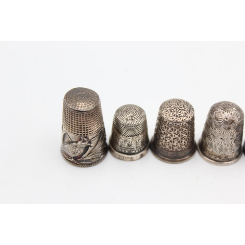 260 - Six antique .925 sterling silver thimbles to include Charles Horner etc. - approx. gross weight 22 g... 