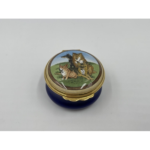 20 - Four boxed Halcyon Days enamel pill/trinket boxes