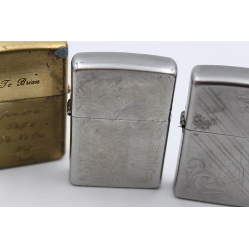 85 - Three assorted Zippo cigarette lighters